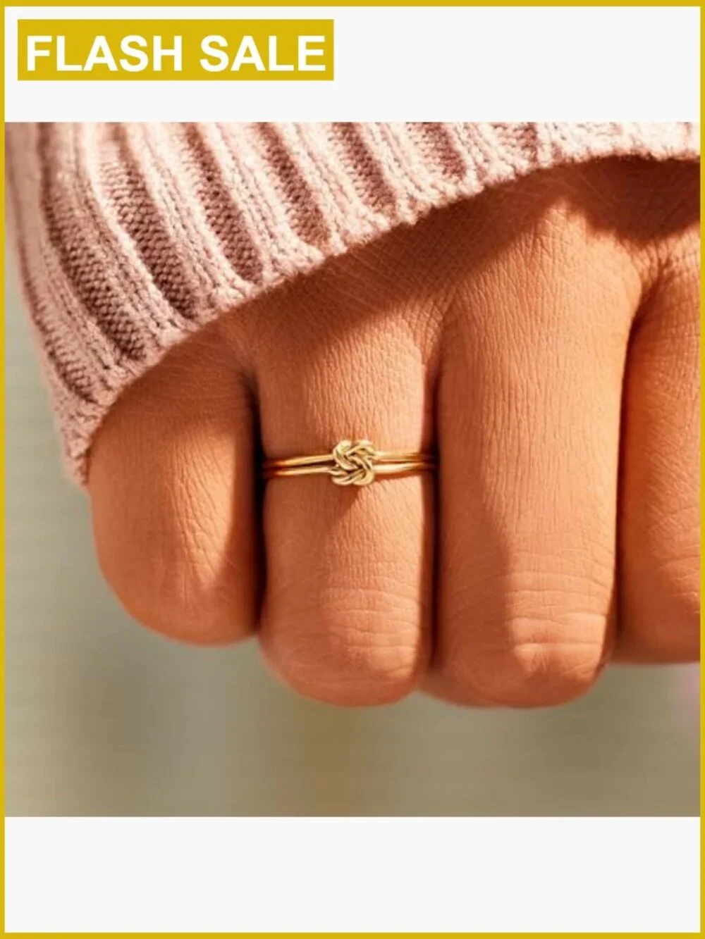 925 Sterling Silver Gold Plated Knot Ring Friendship Ring Stackable Ring for